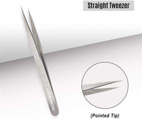 img 2 attached to 💫 EXCLAIM BEAUTY Eyelash Extension Tweezers: Precision Stainless Steel Set with Straight and Curved Tips for Perfect Eyelash Extensions - 2 Pack