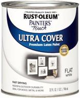 🎨 rust-oleum 1990502 painter's touch latex paint, quart size, flat white- 32 fluid ounces (single pack) логотип