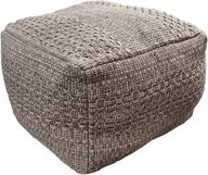 🪑 higogogo pouf cover - unstuffed ottoman handmade woven foot stool soft knitted cotton linen footrest square floor cushion - brown - 16.5"x16.5"x12.9" - ideal for living room, home chair logo