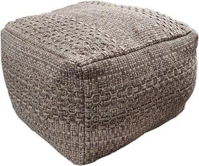 img 4 attached to 🪑 HIGOGOGO Pouf Cover - Unstuffed Ottoman Handmade Woven Foot Stool Soft Knitted Cotton Linen Footrest Square Floor Cushion - Brown - 16.5"x16.5"x12.9" - Ideal for Living Room, Home Chair