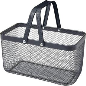 img 4 attached to 🏠 Enhance Your Home Organization with the Nifty Large Mesh Basket – Stylish Modern Metal Design, Space-saving Folding Handles, Rectangular Steel Construction for Storage, Shelving, and Closet Organization