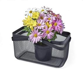 img 1 attached to 🏠 Enhance Your Home Organization with the Nifty Large Mesh Basket – Stylish Modern Metal Design, Space-saving Folding Handles, Rectangular Steel Construction for Storage, Shelving, and Closet Organization