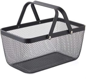 img 3 attached to 🏠 Enhance Your Home Organization with the Nifty Large Mesh Basket – Stylish Modern Metal Design, Space-saving Folding Handles, Rectangular Steel Construction for Storage, Shelving, and Closet Organization