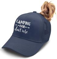 🧢 hhnlb camping hair don't care ponycap: adjustable mesh trucker baseball cap hat for women - messy high bun ponytail styling logo