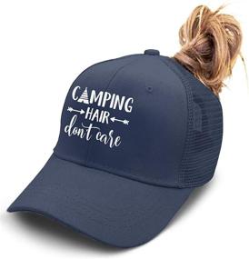 img 1 attached to 🧢 HHNLB Camping Hair Don't Care Ponycap: Adjustable Mesh Trucker Baseball Cap Hat for Women - Messy High Bun Ponytail Styling