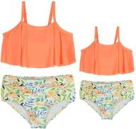 👙 cadocado mommy and me matching off shoulder swimwear: stylish ruffle women's & kids' bikini bathing suit set logo