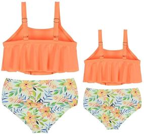 img 3 attached to 👙 Cadocado Mommy and Me Matching Off Shoulder Swimwear: Stylish Ruffle Women's & Kids' Bikini Bathing Suit Set