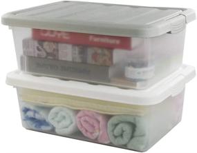 img 4 attached to 📦 Durable 14 Quart Storage Bin with Lid - Ideal for Organizing Towels, Toys, and School Supplies - 2 Pack