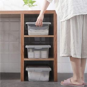 img 2 attached to 📦 Durable 14 Quart Storage Bin with Lid - Ideal for Organizing Towels, Toys, and School Supplies - 2 Pack