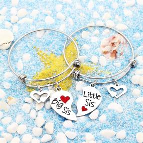 img 1 attached to 👭 Lauhonmin Sister Bangle Bracelets: Heart Charm Double Pendant Pack of 2 – Perfect Bonding Accessories for Big and Little Sisters