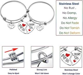 img 3 attached to 👭 Lauhonmin Sister Bangle Bracelets: Heart Charm Double Pendant Pack of 2 – Perfect Bonding Accessories for Big and Little Sisters