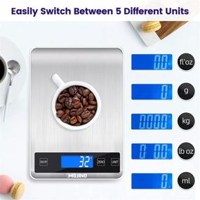 img 2 attached to 🥛 MOJINO 33lb Digital Food Scale- Stainless Steel Coffee Baking Scale with Backlit LCD Display, 5 Units, Precise 1g/0.1oz/1ml Graduation