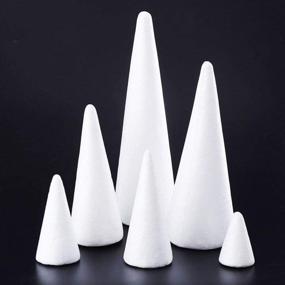 img 2 attached to Holibanna Foam Cone Craft Set - Styrofoam Polystyrene Cone Shapes for White Christmas Tree Decor, Table Centerpiece Props - 6pcs