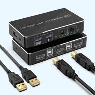 🚀, rocketek kvm-переключатель hdmi с двумя портами и 2 портами usb 2.0 hub - поделитесь двумя компьютерами на один монитор hd 4k@30hz, адаптер переключателя kvm, переключатель usb с поддержкой беспроводной клавиатуры и мыши, включает 2 usb-кабеля. логотип