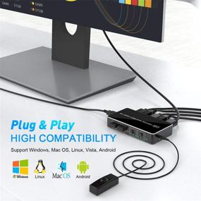 img 1 attached to 🚀 Rocketek KVM Switch HDMI 2 Port Box with 2 USB 2.0 Hub - Share Two Computers on a Single 4K@30Hz HD Monitor, KVM Switcher Adapter, USB Switch with Wireless Keyboard and Mouse Support, includes 2 USB Cables