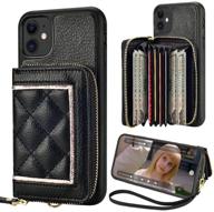 📱 zve iphone 11 zipper wallet case with credit card holder - black gold (6.1 inch) logo