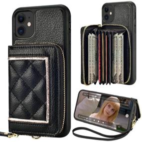 img 4 attached to 📱 ZVE iPhone 11 Zipper Wallet Case with Credit Card Holder - Black Gold (6.1 inch)