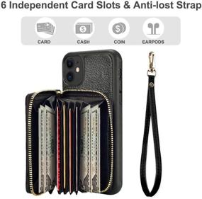 img 3 attached to 📱 ZVE iPhone 11 Zipper Wallet Case with Credit Card Holder - Black Gold (6.1 inch)