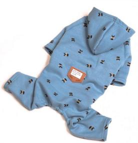 img 1 attached to Small Dog Four Legs Bulldog Teddy Autumn Winter Pajamas Jumpsuits - Soft Warm Velvet with Cute Owl Print - Dog Apparel Costume for Small to Medium Dog Puppy, Blue