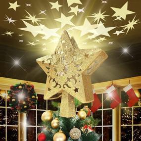 img 4 attached to 🌟 LED Rotating Stars Christmas Tree Topper with Projector Light - Gold Star Xmas Decorations for Tree Decoration