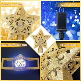 img 3 attached to 🌟 LED Rotating Stars Christmas Tree Topper with Projector Light - Gold Star Xmas Decorations for Tree Decoration