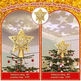 img 2 attached to 🌟 LED Rotating Stars Christmas Tree Topper with Projector Light - Gold Star Xmas Decorations for Tree Decoration