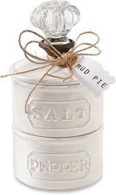 img 4 attached to 🏺 Mud Pie Door Knob Salt Cellar Set: Stylish and Functional White Ceramic Containers