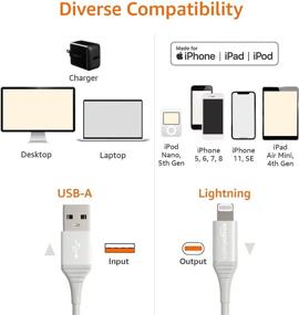 img 1 attached to Amazon Basics Сертифицированный MFi кабель из ABS с разъемом USB-A до Lightning 🔌 для Apple iPhone, iPad - Черный, длина 3 фута, с ресурсом ломки в 20,000 изгибов.