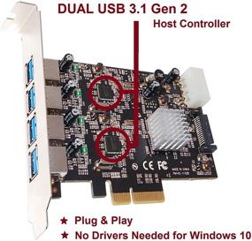 img 2 attached to 🚀 Vantec UGT-PCE470-2C: Высокоскоростная 4-портовая USB 3.1 Gen 2 PCIe Host карта с поддержкой 10Gbps - Двойной контроллер, слот PCIe x4/x8/x16, черный/серебряный