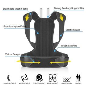 img 3 attached to 👍 Lianteng Comfortable Posture Corrector Brace for Men and Women - Effective Back Trainer for Neck, Back, and Shoulder Pain Relief with Adjustable Upper Spinal Alignment and Breathable Design