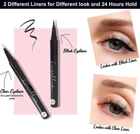 img 3 attached to 💕 Luxillia (Clear + Black) Magnetic Eyeliner Kit - Free Applicator Tool, 8D Natural Look Eyelashes No Magnets Needed - Best Reusable False Eyelashes, Waterproof Liner Pen and Lashes
