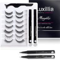 💕 luxillia (clear + black) magnetic eyeliner kit - free applicator tool, 8d natural look eyelashes no magnets needed - best reusable false eyelashes, waterproof liner pen and lashes logo