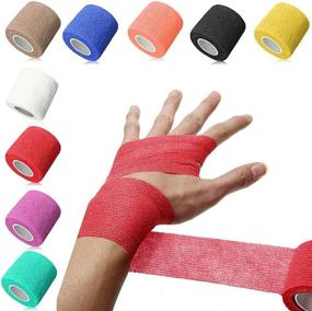 img 1 attached to 🏋️ Versatile 24-Piece Self Adhesive Elastic Bandage Wrap for Sports, Wrist, Ankle - 12 Vibrant Colors - 1 Inch Width - 5 Yards Each