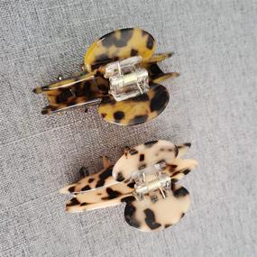 img 2 attached to Stylish 4PCS Tortoise Hair Claw Clips: French Design Leopard Print Barrettes for Women & Girls