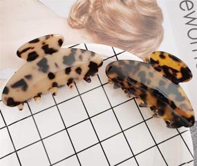 img 1 attached to Stylish 4PCS Tortoise Hair Claw Clips: French Design Leopard Print Barrettes for Women & Girls