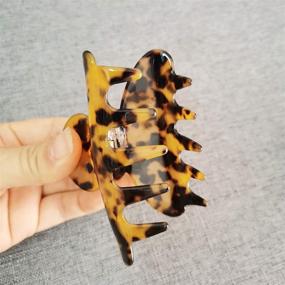 img 3 attached to Stylish 4PCS Tortoise Hair Claw Clips: French Design Leopard Print Barrettes for Women & Girls