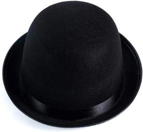 img 2 attached to 🎩 Funny Party Hats Kids Derby Hat - Bowler Hat for Kids - Black Bowler Hat - Felt Bowler Hat - Children's Costume Hats - Playful and Stylish Headwear for Kids