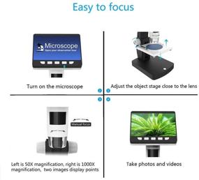 img 2 attached to 🔬 YINAMA LCD Digital Microscope - 4.3 Inch, 50X-1000X Magnification, 1080P Compound Handheld Camera with Rechargeable Battery, Mini HDMI Port, 8 LED Lights, and Slides