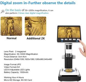 img 1 attached to 🔬 YINAMA LCD Digital Microscope - 4.3 Inch, 50X-1000X Magnification, 1080P Compound Handheld Camera with Rechargeable Battery, Mini HDMI Port, 8 LED Lights, and Slides