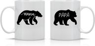 mama bear and papa bear - 11oz ceramic coffee mug couples set - his and hers gifts - perfect present for husband and wife - holiday gifts for mom and dad - by cbt mugs logo