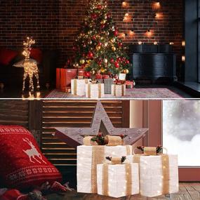 img 2 attached to Enhance Your Festive Ambiance with 3pcs Pre-lit Lighted Gift Boxes - Outdoor Christmas Decorations with Bow Bell - Battery Operated Xmas Ornaments for Outside Xmas Decor