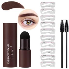 img 4 attached to 👁️ FFSTA Eyebrow Stamp Stencil Kit for Perfect Shaping and Brow Definition (Dark Brown)