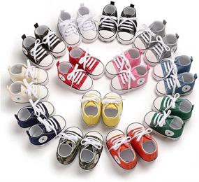 img 3 attached to Optimize SEO: Cute Baby Girls Boys High-Top Canvas Sneakers with Soft Sole for Infant First Walkers in Crib