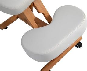 img 2 attached to 🪑 Upgraded Mid 2021 Ergonomic Kneeling Chair: Thick 3.5" Leather Cushions, Solid Beech Wood, Adjustable Height, Unmatched Comfort, Maximum Back Pain Relief for Home & Office