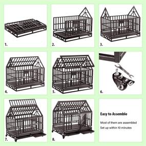 img 1 attached to 🐶 Heavy Duty Tear Resistant Dog Cage Crate Kennel with Four Wheels - Easy to Install, Square Tube Design for Large Dogs