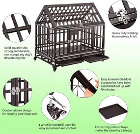 img 2 attached to 🐶 Heavy Duty Tear Resistant Dog Cage Crate Kennel with Four Wheels - Easy to Install, Square Tube Design for Large Dogs