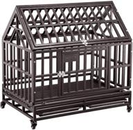🐶 heavy duty tear resistant dog cage crate kennel with four wheels - easy to install, square tube design for large dogs logo