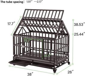 img 3 attached to 🐶 Heavy Duty Tear Resistant Dog Cage Crate Kennel with Four Wheels - Easy to Install, Square Tube Design for Large Dogs