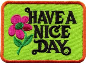 img 2 attached to 🌼 Set of 5 New Hippie Retro Boho Weed Love Applique Iron-on Patches with 70s Slogan - Have a Nice Day