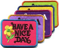 🌼 set of 5 new hippie retro boho weed love applique iron-on patches with 70s slogan - have a nice day logo